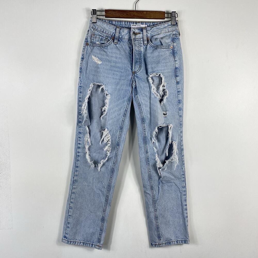 Garage Jeans 00 23 Ex-Boyfriend Distressed Destroyed Button Fly Blue Light Wash